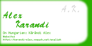 alex karandi business card